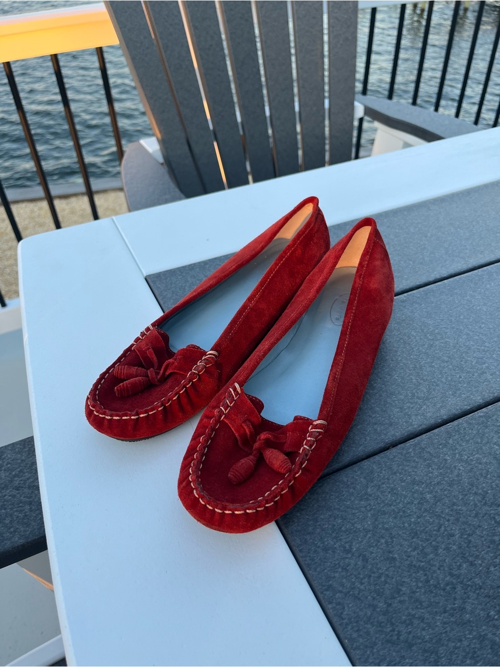 Talbots Red Suede Tassel Moccasins - Women